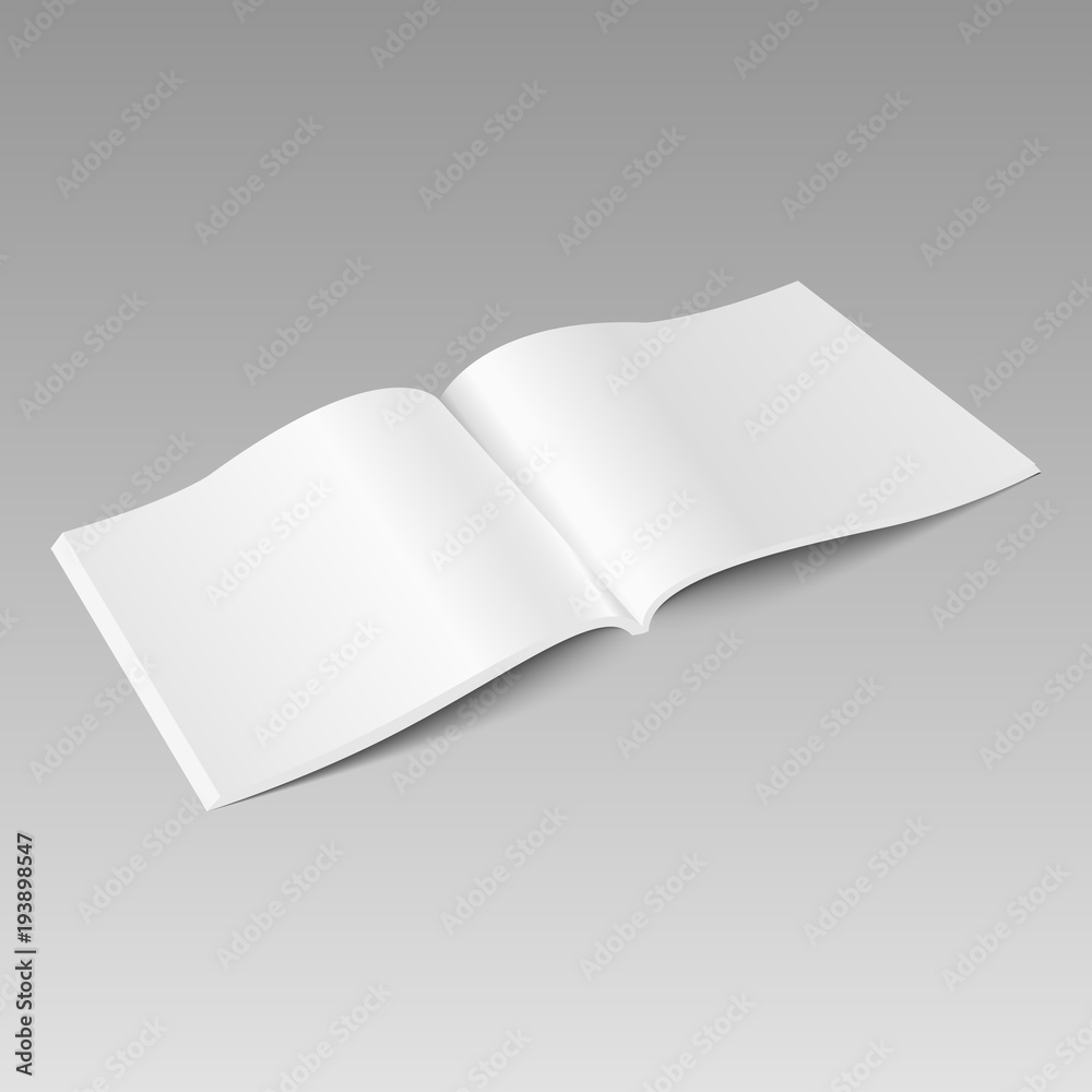 Blank open magazine mock up. Template for your design. Vector..