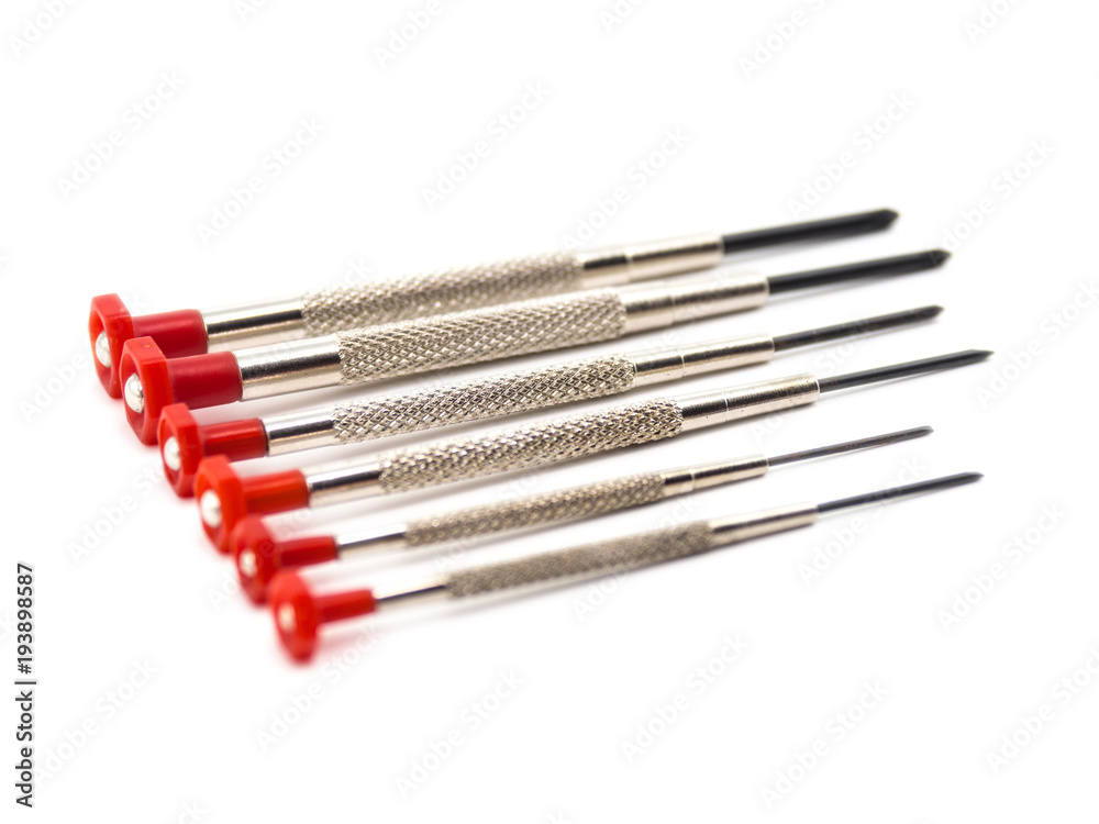 Small screwdriver to repair on white background Small screwdriver to repair on white background
