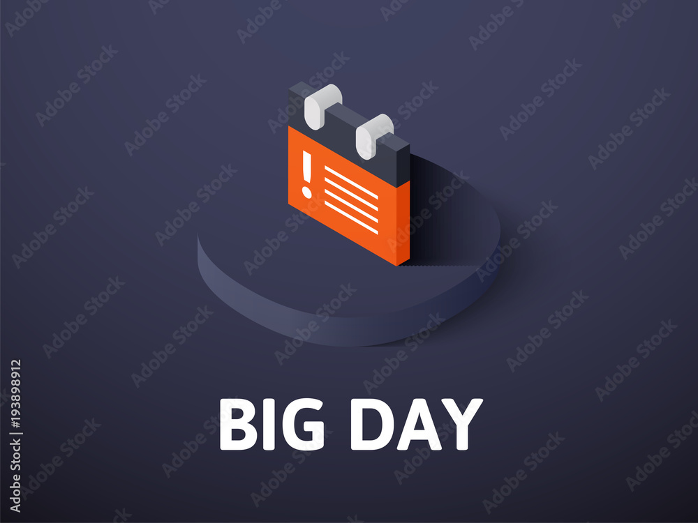 Big day isometric icon, isolated on color background