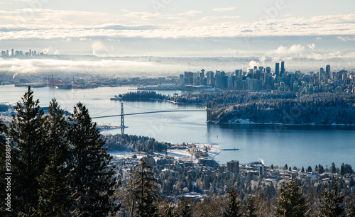 Fototapeta Naklejka Na Ścianę i Meble -  Looking Over A Snowy Vancouver