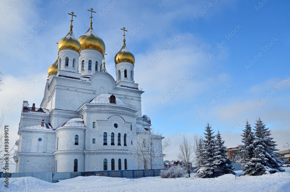 Новый Михаило-Архангельский кафедральный собор в г. Архангельске зимой, Россия Новый Михаило-Архангельский кафедральный собор в г. Архангельске зимой, Россия