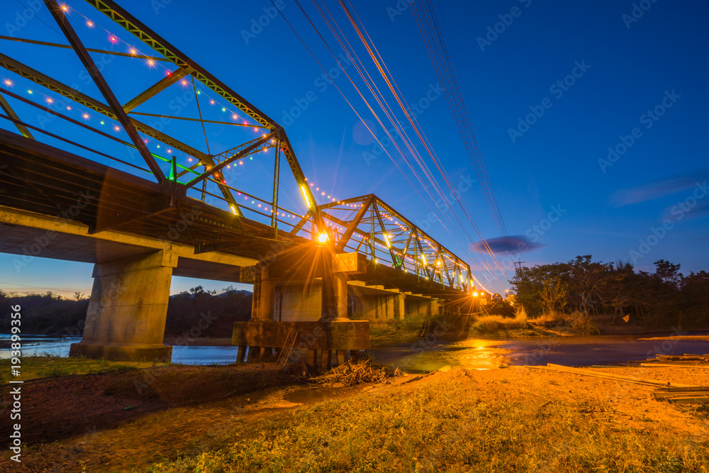Memerial Bridge in Pai during twilight