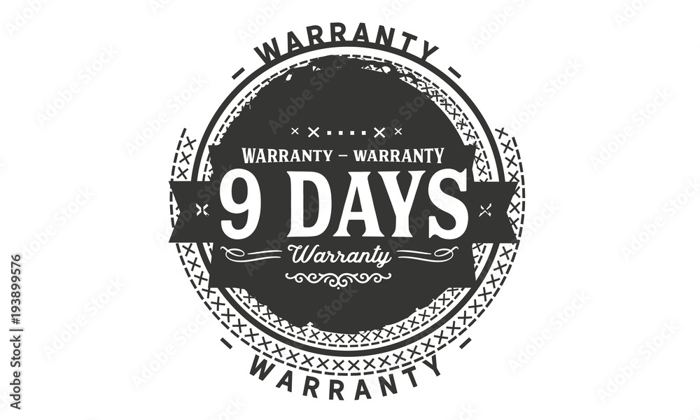 9 days warranty icon vintage rubber stamp guarantee