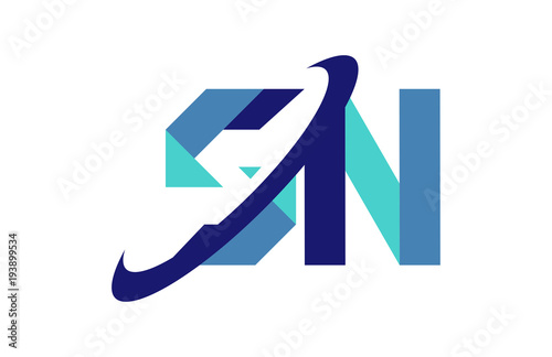 SN Ellipse Swoosh Ribbon Letter Logo