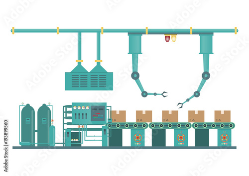 Industrial factory machine and manufacture process technology  in flat style