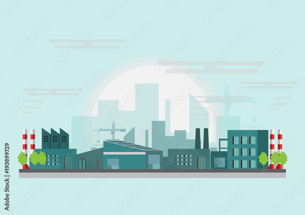 Industrial factory in a flat style.Vector and illustration of manufacturing building