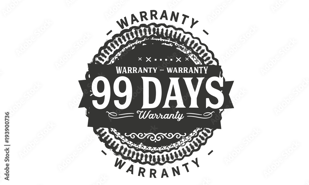 99 days warranty icon vintage rubber stamp guarantee
