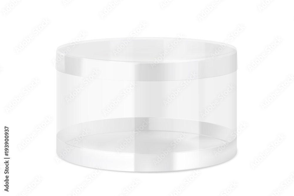 Transparent realistic plastic jar. Vector illustration on white background. Can be use for template your design, sweet, food. EPS10. Transparent realistic plastic jar. Vector illustration on white background. Can be use for template your design, sweet, food. EPS10.