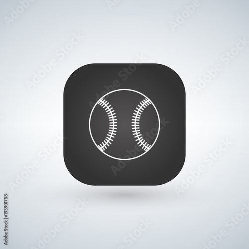 Baseball icon or logo in line style app square. Vector illustration on a white background.