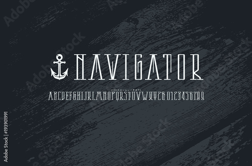 Decorative narrow serif font in nautical style