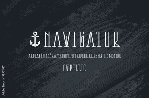 Decorative narrow serif font in nautical style