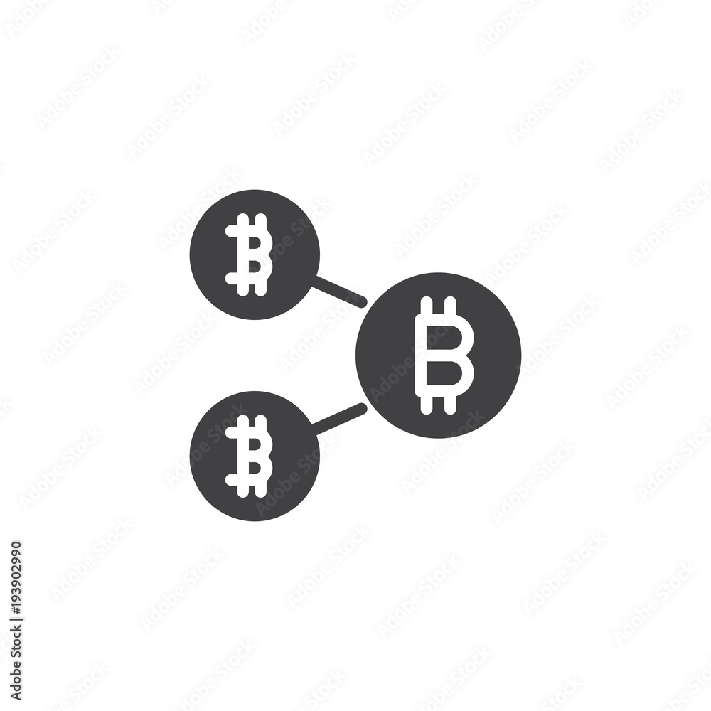 Bitcoin blockchain vector icon. filled flat sign for mobile concept and web design. Cryptocurrency sharing simple solid icon. Symbol, logo illustration. Pixel perfect vector graphics Bitcoin blockchain vector icon. filled flat sign for mobile concept and web design. Cryptocurrency sharing simple solid icon. Symbol, logo illustration. Pixel perfect vector graphics