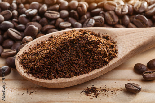 Coffee ground  coffee beans.