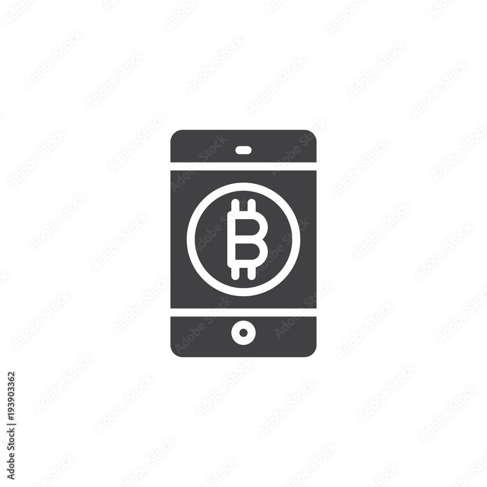 Bitcoin on smartphone screen vector icon. filled flat sign for mobile concept and web design. Mobile phone bitcoin payment simple solid icon. Symbol, logo illustration. Bitcoin on smartphone screen vector icon. filled flat sign for mobile concept and web design. Mobile phone bitcoin payment simple solid icon. Symbol, logo illustration.
