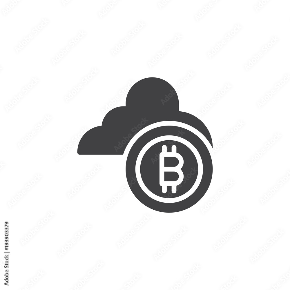Bitcoins with cloud computing vector icon. filled flat sign for mobile concept and web design. simple solid icon. Symbol, logo illustration. Pixel perfect vector graphics Bitcoins with cloud computing vector icon. filled flat sign for mobile concept and web design. simple solid icon. Symbol, logo illustration. Pixel perfect vector graphics