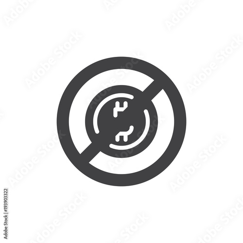 No bitcoin vector icon. filled flat sign for mobile concept and web design. Ban btc money currency simple solid icon. Forbidden of cryptocurrency symbol, logo illustration.