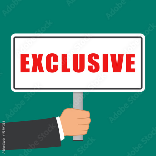 exclusive word sign flat concept