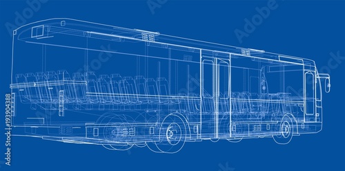 Concept city bus. Vector rendering of 3d