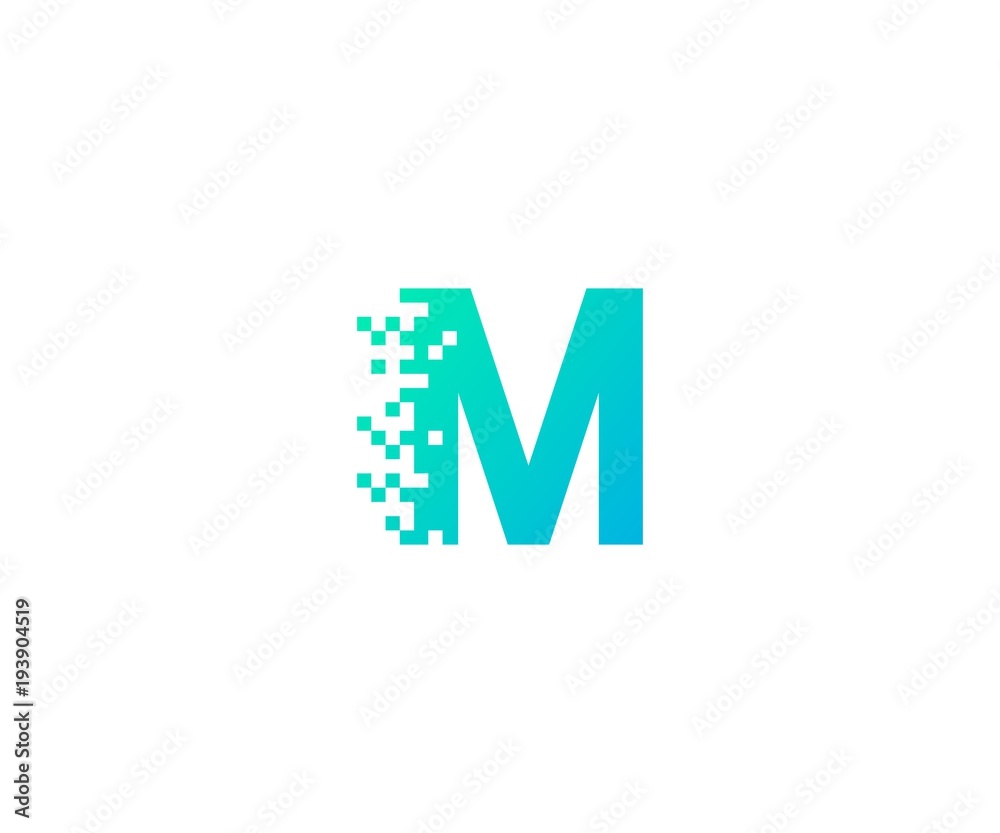 letter M logo. alphabet pixel motion logo template letter M logo. alphabet pixel motion logo template