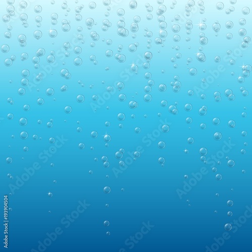 Underwater air bubbles foam on transparent background. Fizzy sparkles in liquid water, sea, aquarium, ocean.
