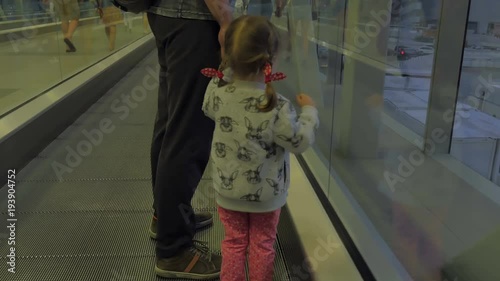 People go on the travolator.