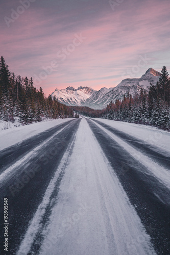 Winter Road through Jasper National Park