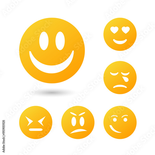 Set Smiley icon. collection creative cartoon style smiles with different emotions. 