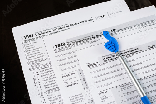 Form 1040 Individual Income Tax return form. United States Tax forms 2016/2017. American blank tax forms. Tax time. photo