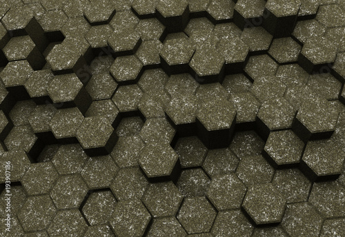 Green stone hexagon pattern - honeycomb concept