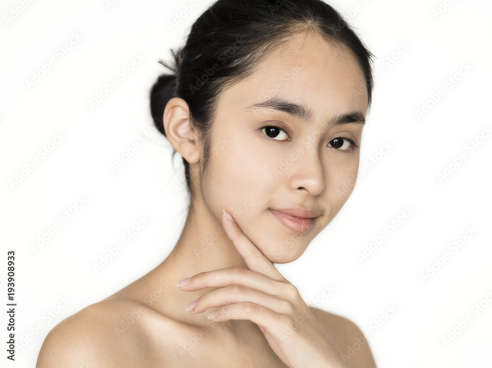 Young Asian girl portrait isolated skincare concept