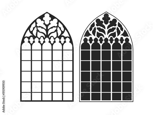 Gothic windows. Vintage frames. Church stained-glass windows