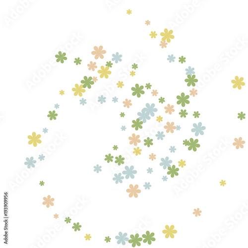 Delicate Floral Pattern with Simple Small Flowers for Greeting Card or Poster. Naive Daisy Flowers in Primitive Style. Vector Background for Spring or Summer Design.