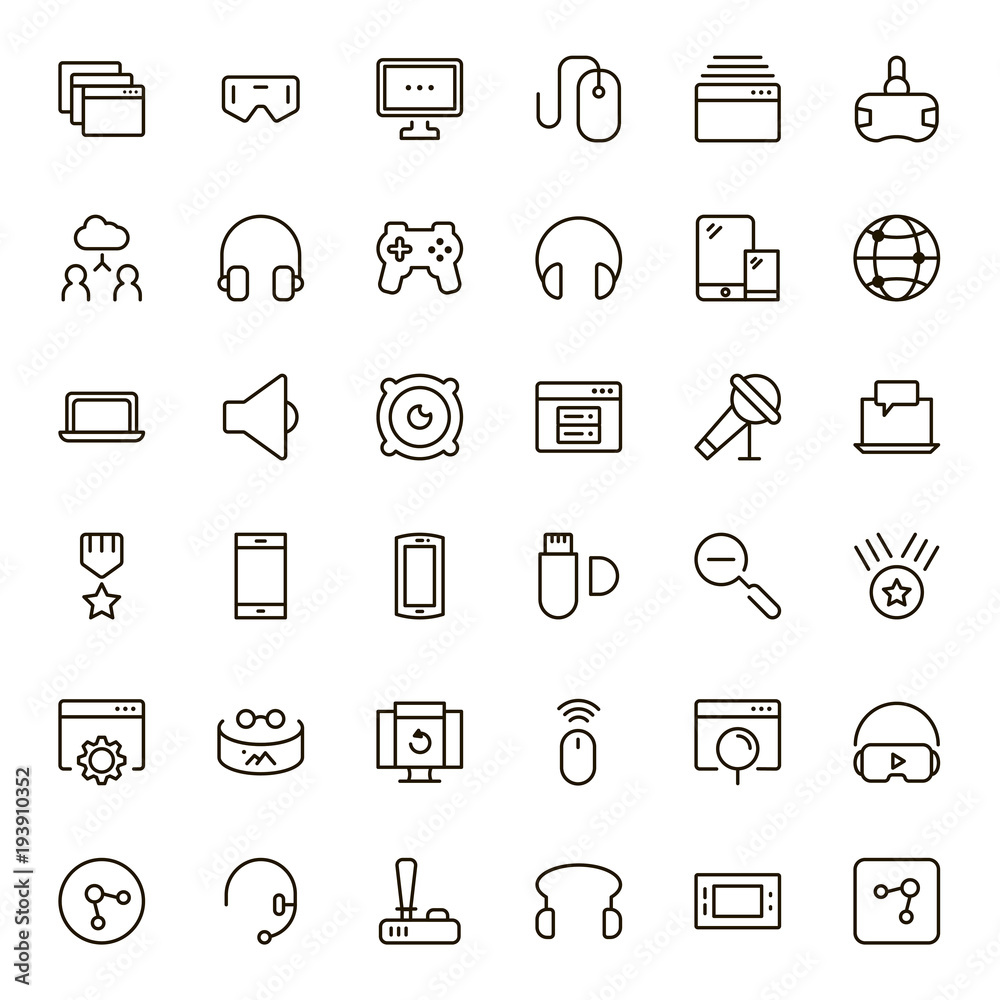 Online game icon set. Online game icon set.