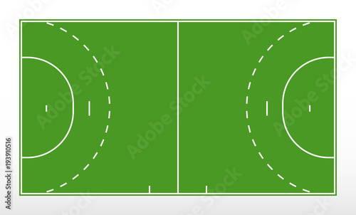 Field for handball. Outline of lines handball field. Green field for handball.