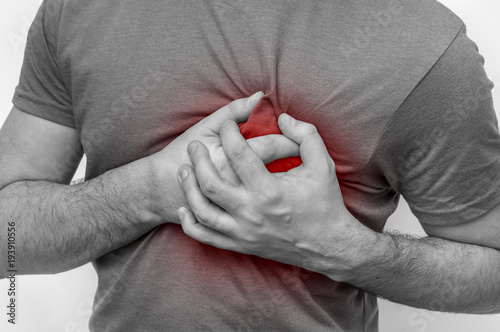 Man having chest pain, heart attack