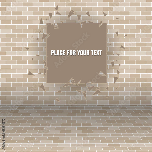 Concept of a brick wall with a place for your text. Space for advertising. Vector illustration