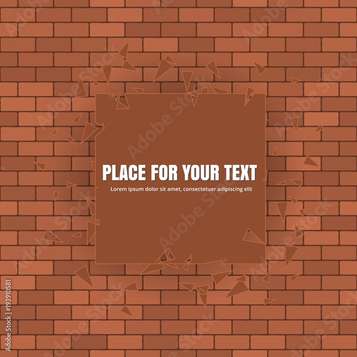 Concept of a brick wall with a place for your text. Space for advertising. Vector illustration
