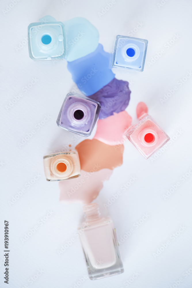 Flat lay of woman cosmetic isolated Flat lay of woman cosmetic isolated