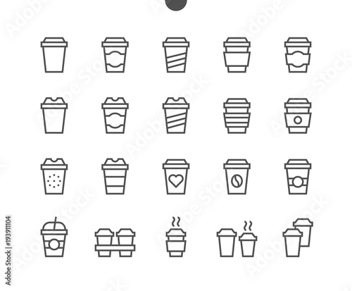 Coffee To Go Food UI Pixel Perfect Well-crafted Vector Thin Line Icons 48x48 Ready for 24x24 Grid for Web Graphics and Apps with Editable Stroke. Simple Minimal Pictogram