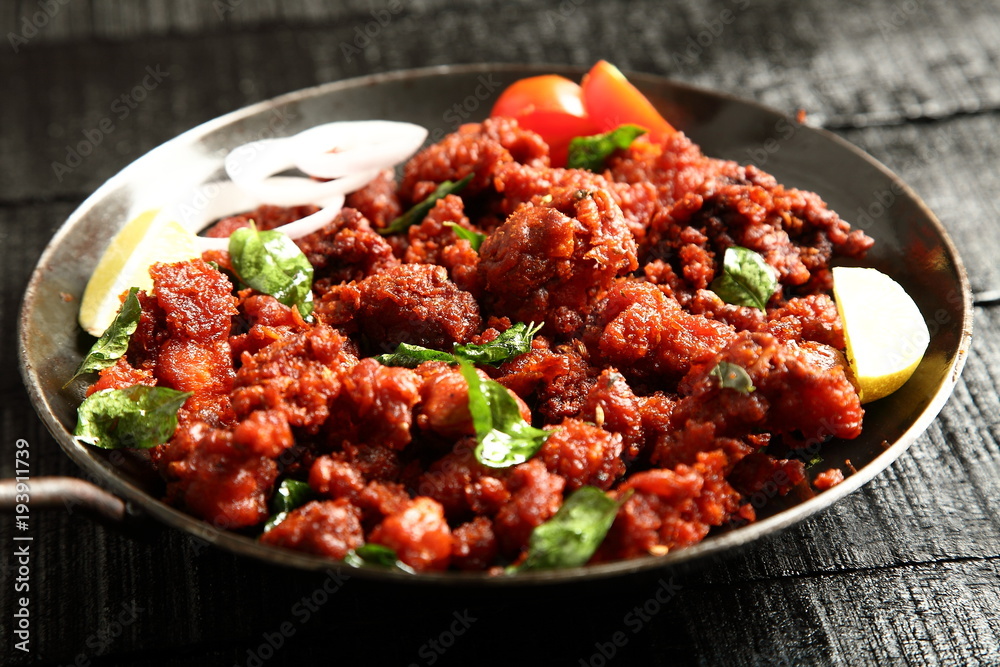 Delicious Indian chicken fried with spices and herbs, Delicious Indian chicken fried with spices and herbs,