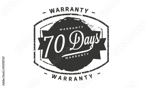70 days warranty icon vintage rubber stamp guarantee