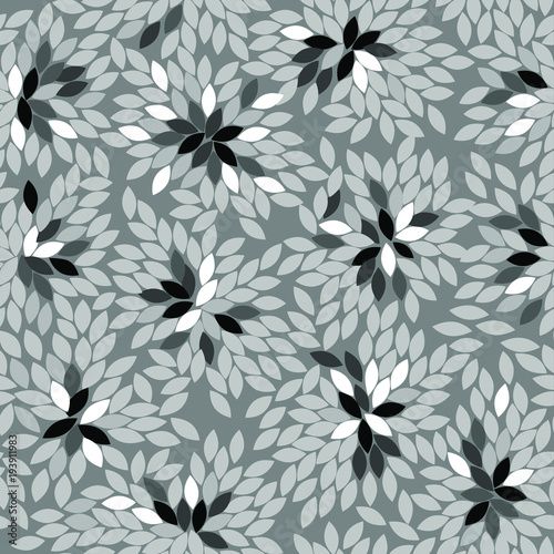 gray flowers, seamless pattern