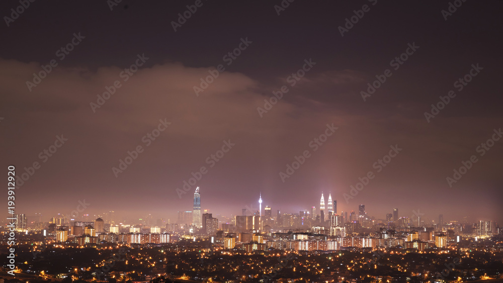 Kuala Lumpur city scape at night.Kuala Lumpur sky line at night and golden hour.