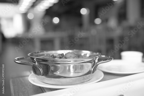saucepan backgraund blurred steel food