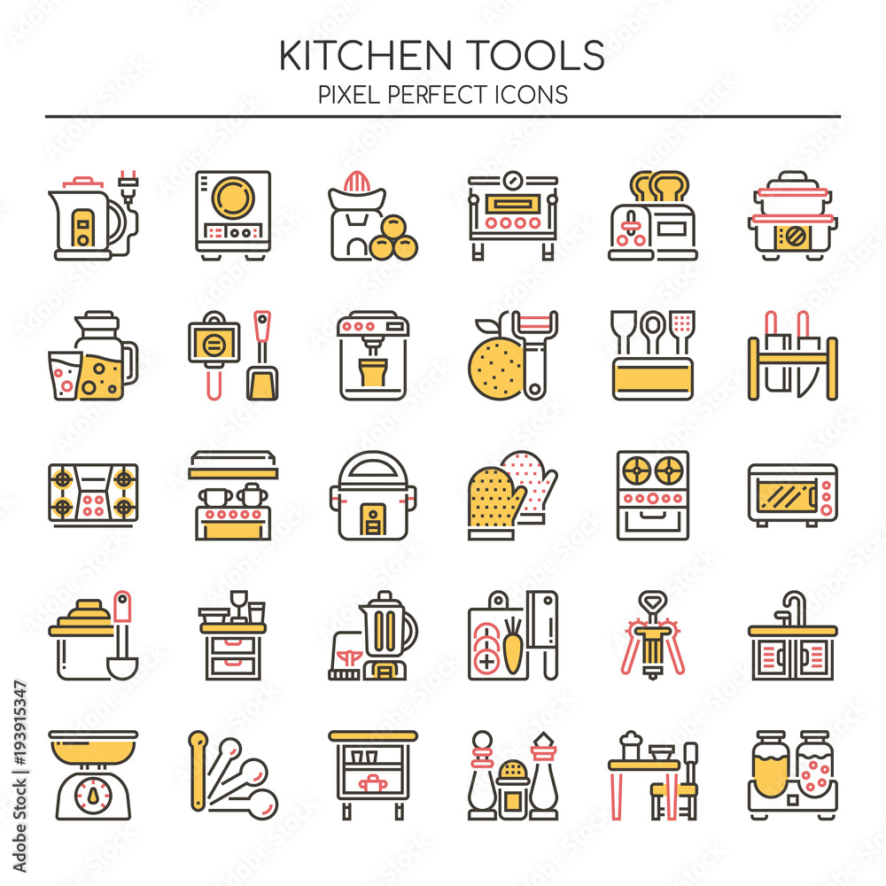 Kitchen Tools , Thin Line and Pixel Perfect Icons. Kitchen Tools , Thin Line and Pixel Perfect Icons.
