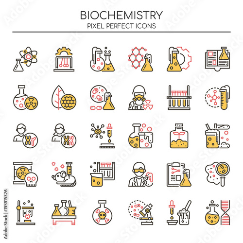 Biochemistry Elements , Thin Line and Pixel Perfect Icons.