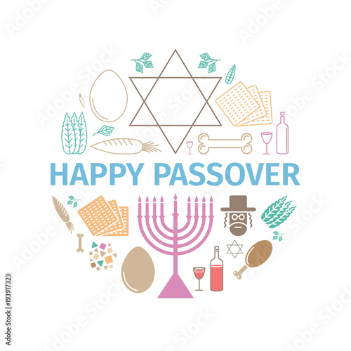 Passover seder poster. Vector signs for web graphics.