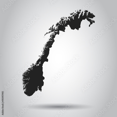 Norway vector map. Black icon on white background.