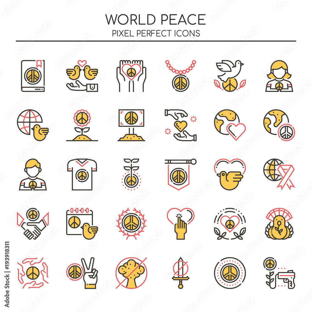 World Peace , Thin Line and Pixel Perfect Icons. World Peace , Thin Line and Pixel Perfect Icons.
