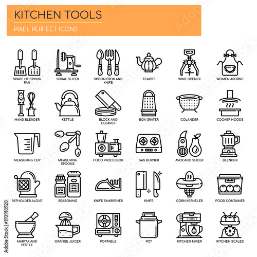 Kitchen Tools , Thin Line and Pixel Perfect Icons.
